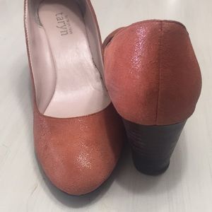 Orange Taryn Rose wedge shoes